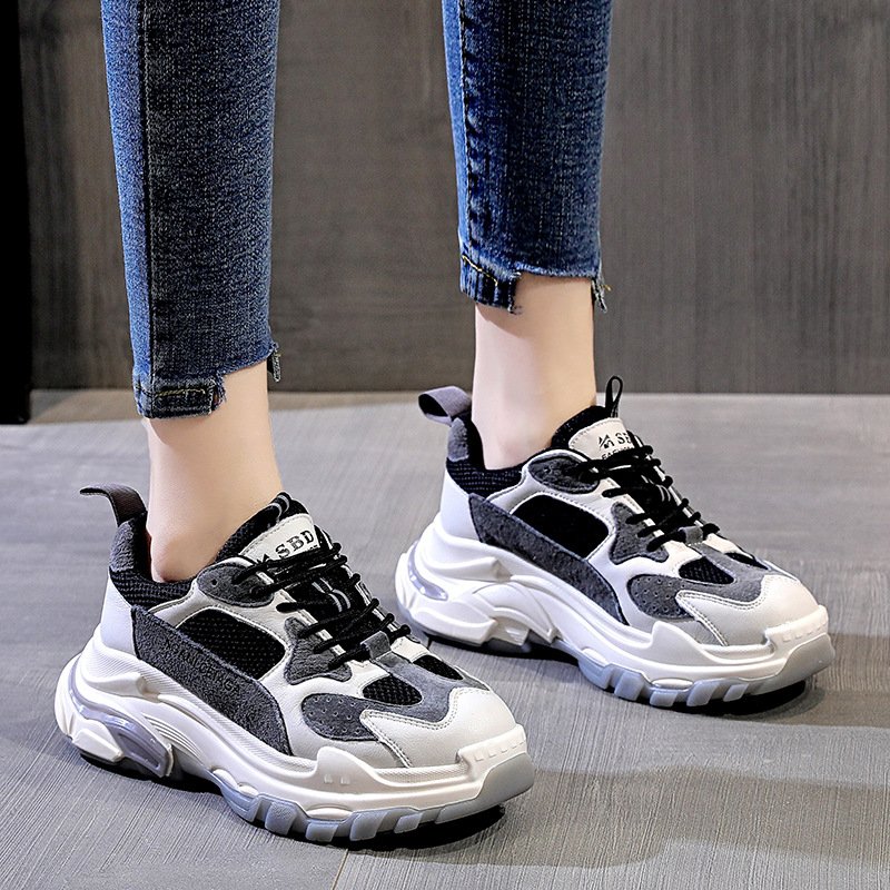 Women's 2021 autumn new casual sports shoes mesh breathable thick sole height-increasing shoes summer trendy shoes