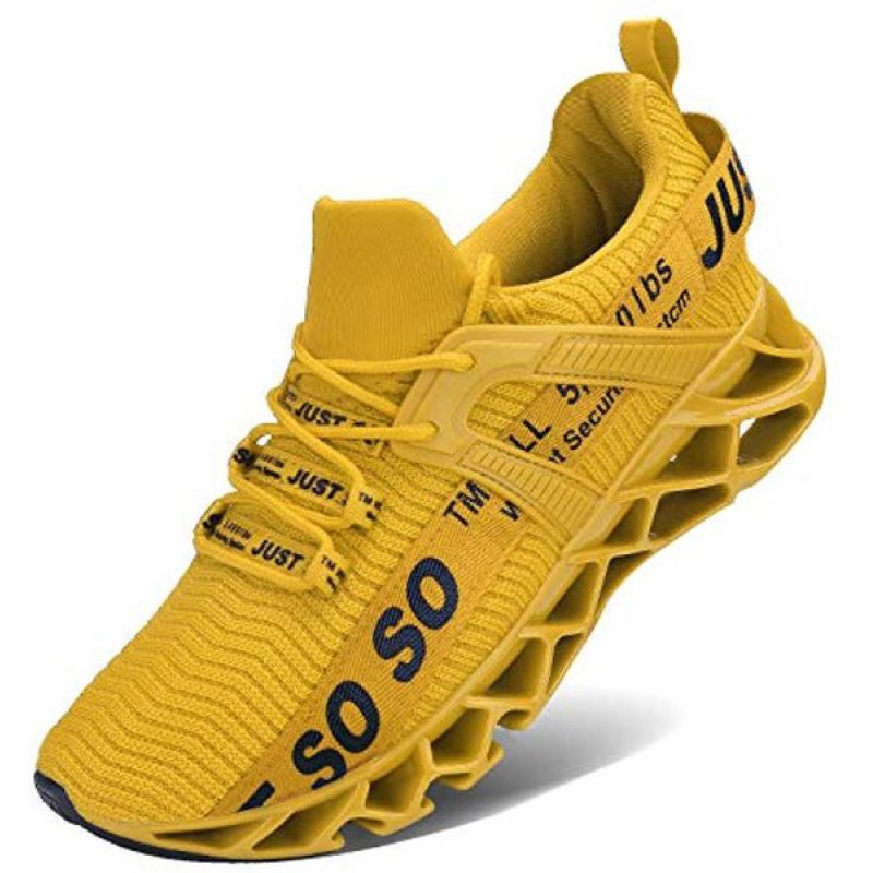 JSLEAP Mens Runing Shoes Walking Non Slip Blade Type Sneakers 1yellow