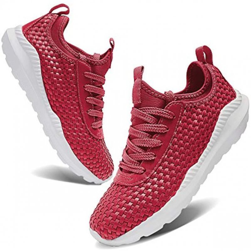 TIAMOU Walking Men and Women Running Shoes Sports Woven Slip Sneakers Casual Basketball Fashion Outdoor Movement Leisure Shoe Red